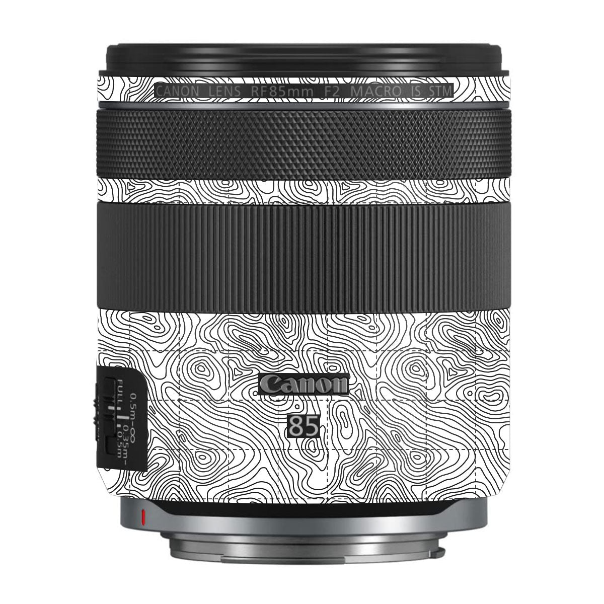 Textured Topo Flow Canon RF 85mm F/2 Macro IS STM Camera Lens Skin