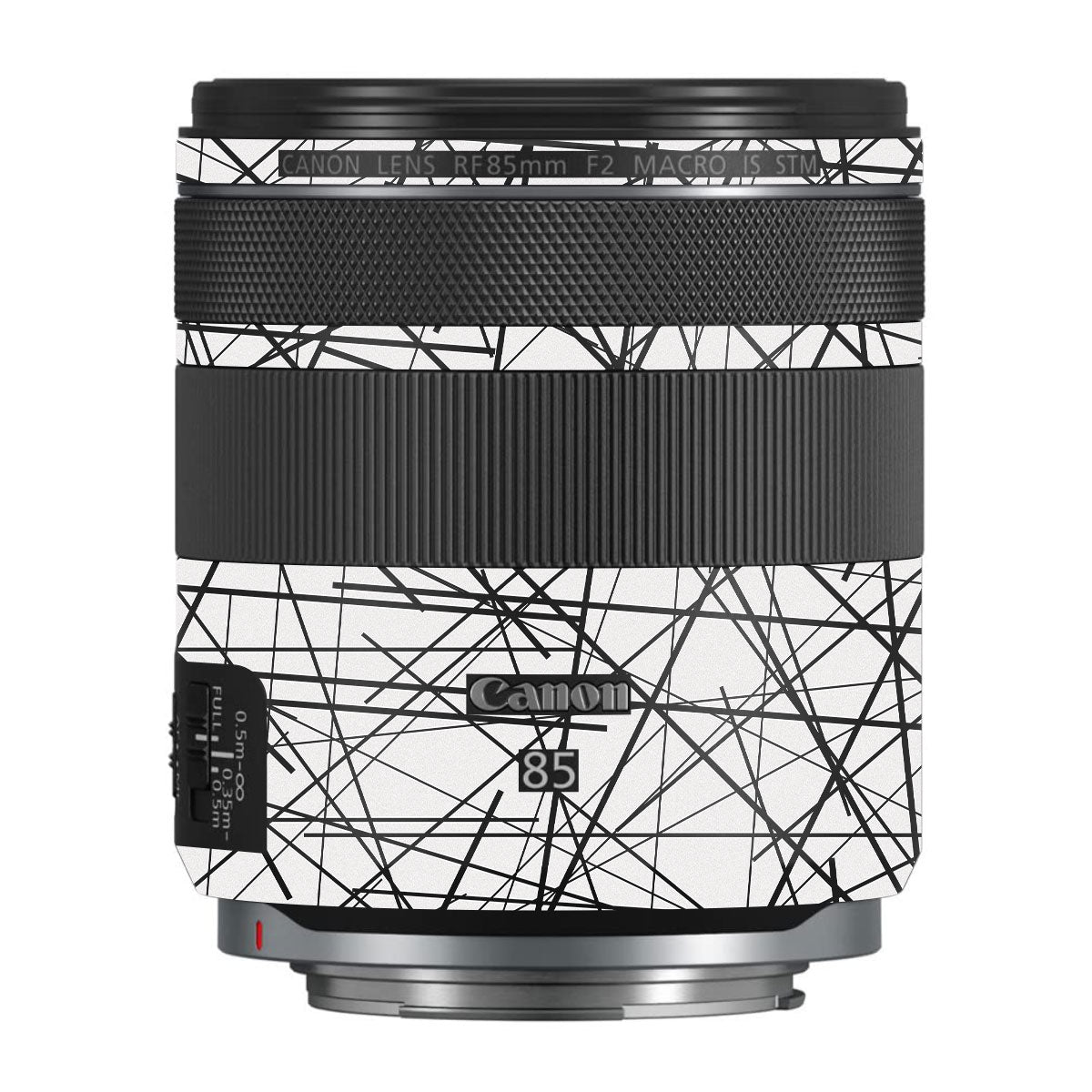 Textured White Chaos Line Canon RF 85mm F/2 Macro IS STM Camera Lens Skin