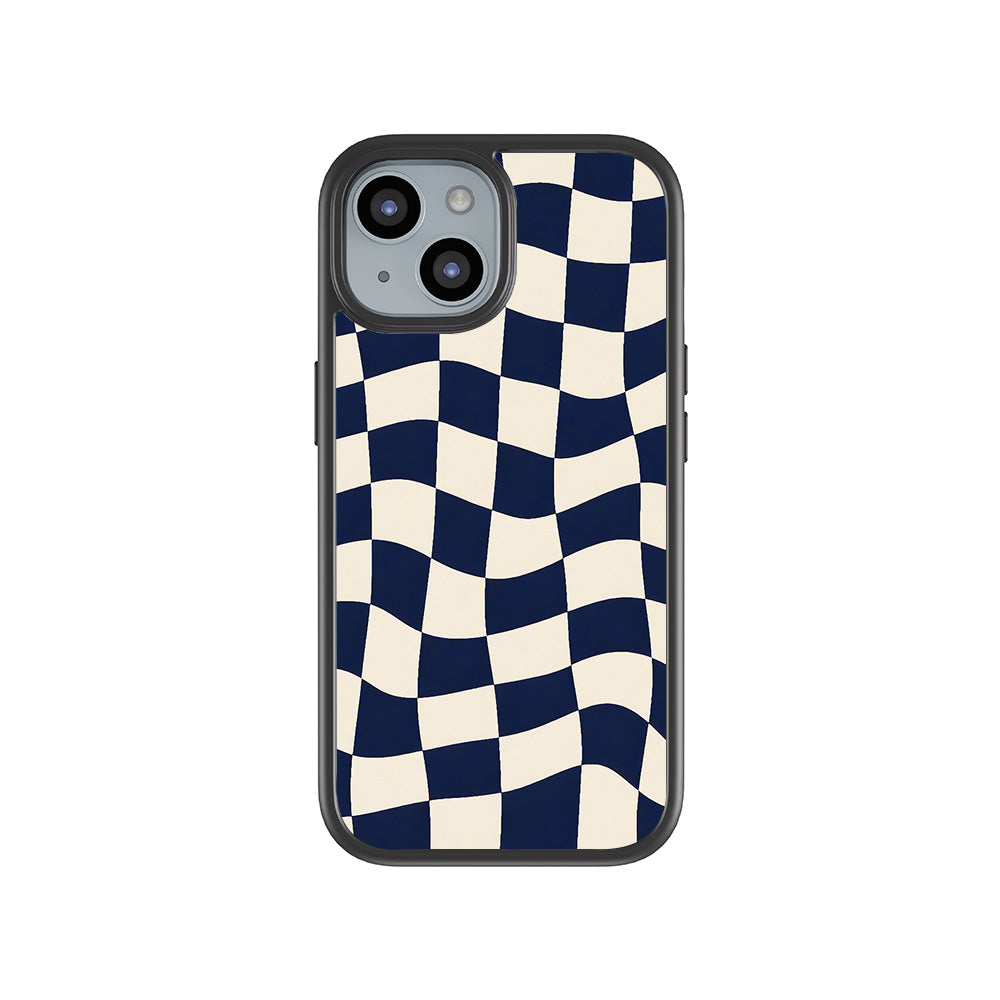 Wavy Checkerboard Skin with Shockguard Armour Magsafe Case for Apple iPhone 15 Plus