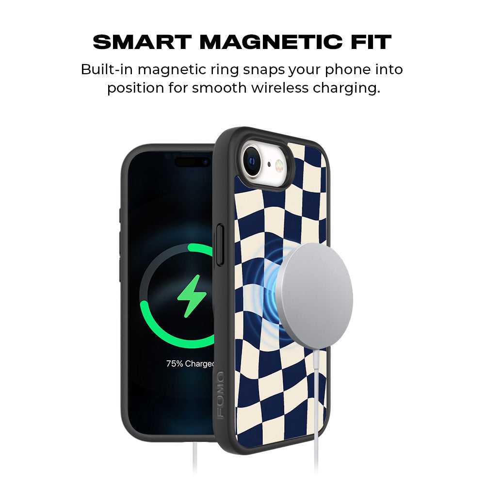 Wavy Checkerboard Skin with Shockguard Armour Magsafe Case for Apple iPhone 16E