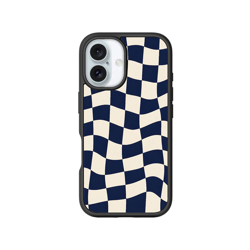 Wavy Checkerboard Skin with Shockguard Armour Magsafe Case for Apple iPhone 16 Plus