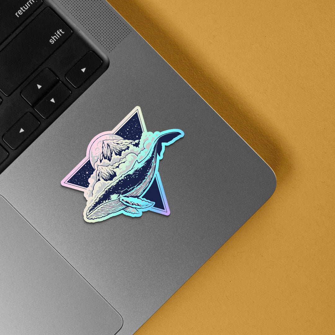 Flying Whale Art Holographic Stickers