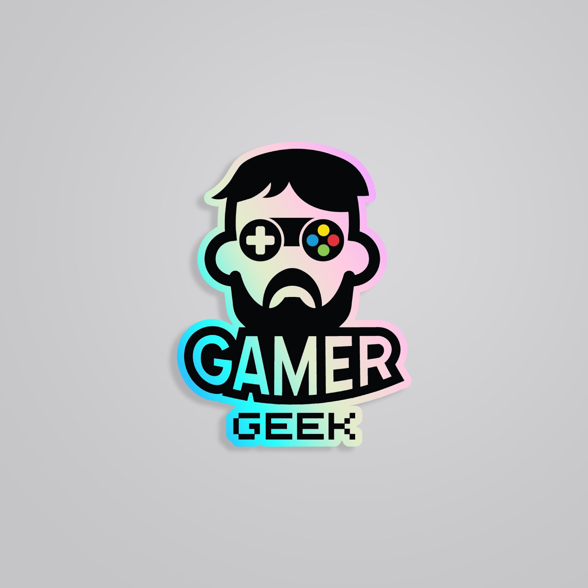 Fomo Store Holographic Stickers Casual Gamer Geek Man