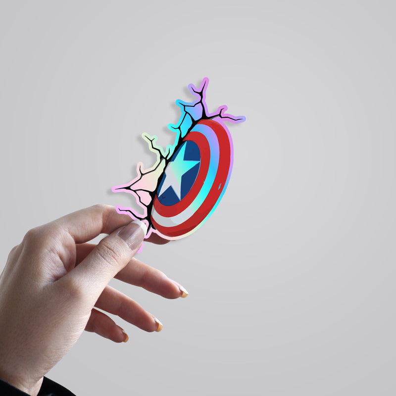 Captain America's Shield Stuck in Wall MCU Holographic Sticker ...