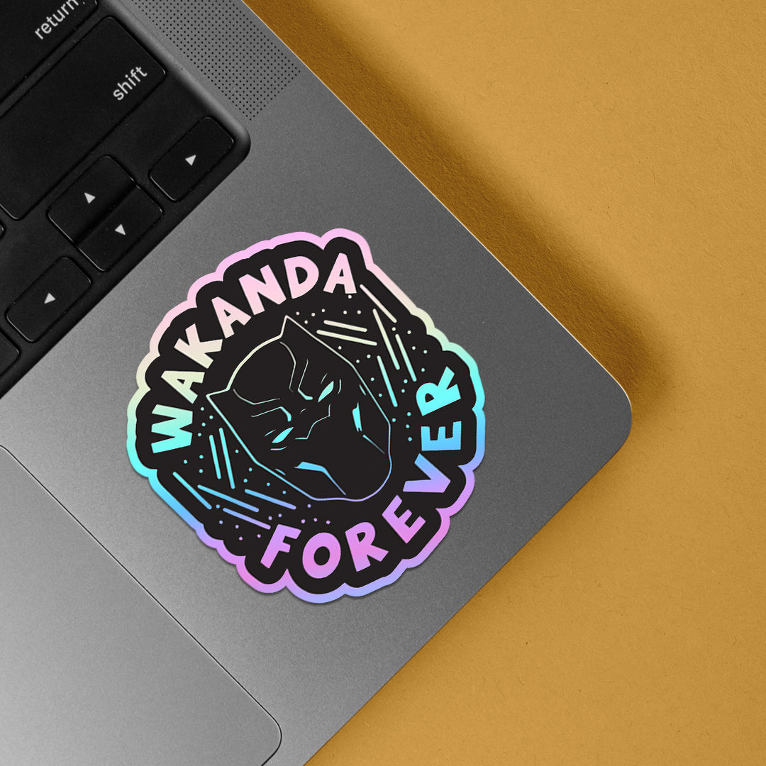 Wakanda Forever in Black Holographic Stickers