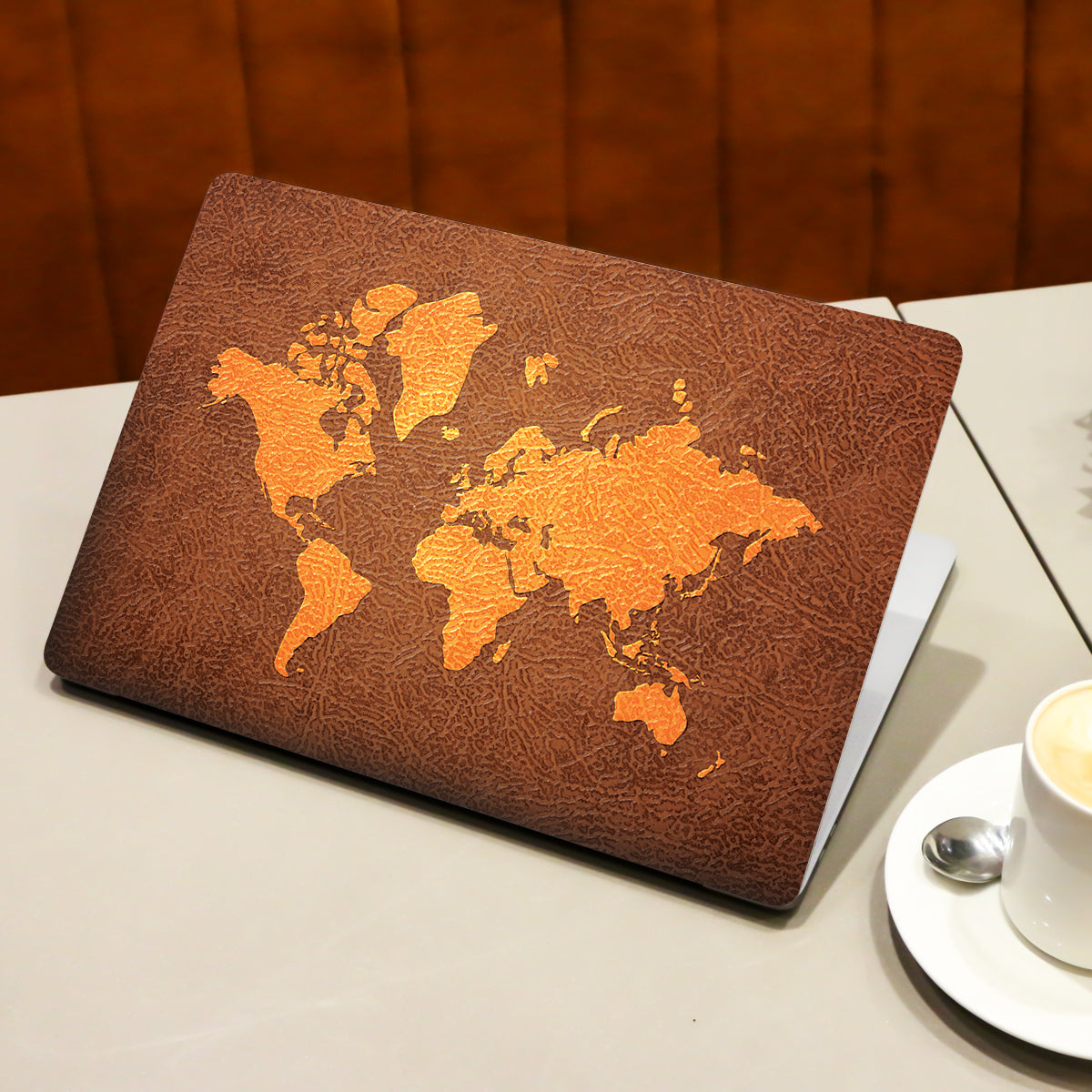 Brown World Map Laptop Skin