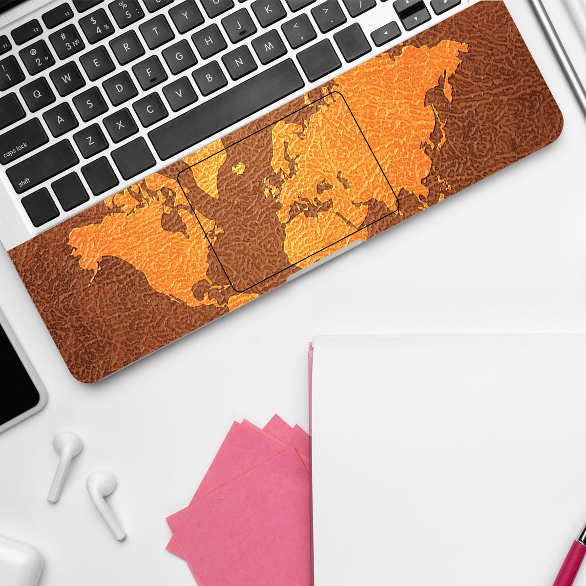Brown World Map Laptop Skin