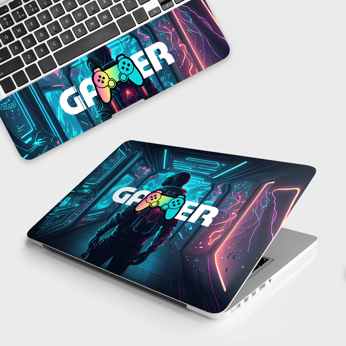 Fomo Store Laptop Skins Gaming Gamer in Glowing Background