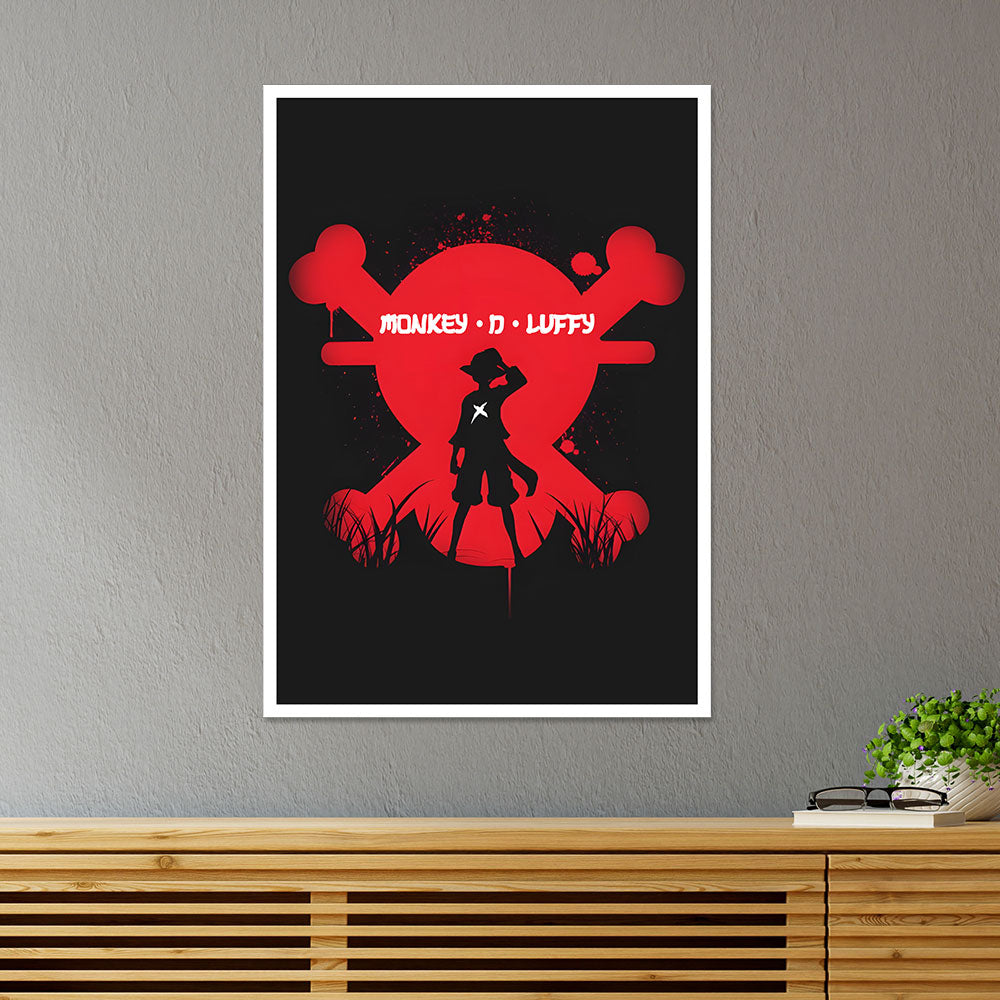 Monkey D Luffy in Red Skull Anime Poster
