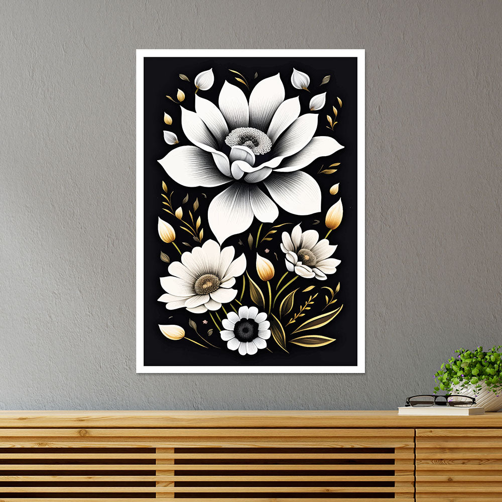 White Florals Botanical Poster