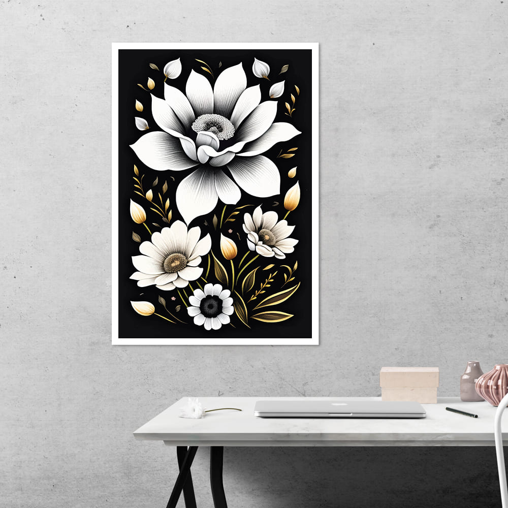 White Florals Botanical Poster