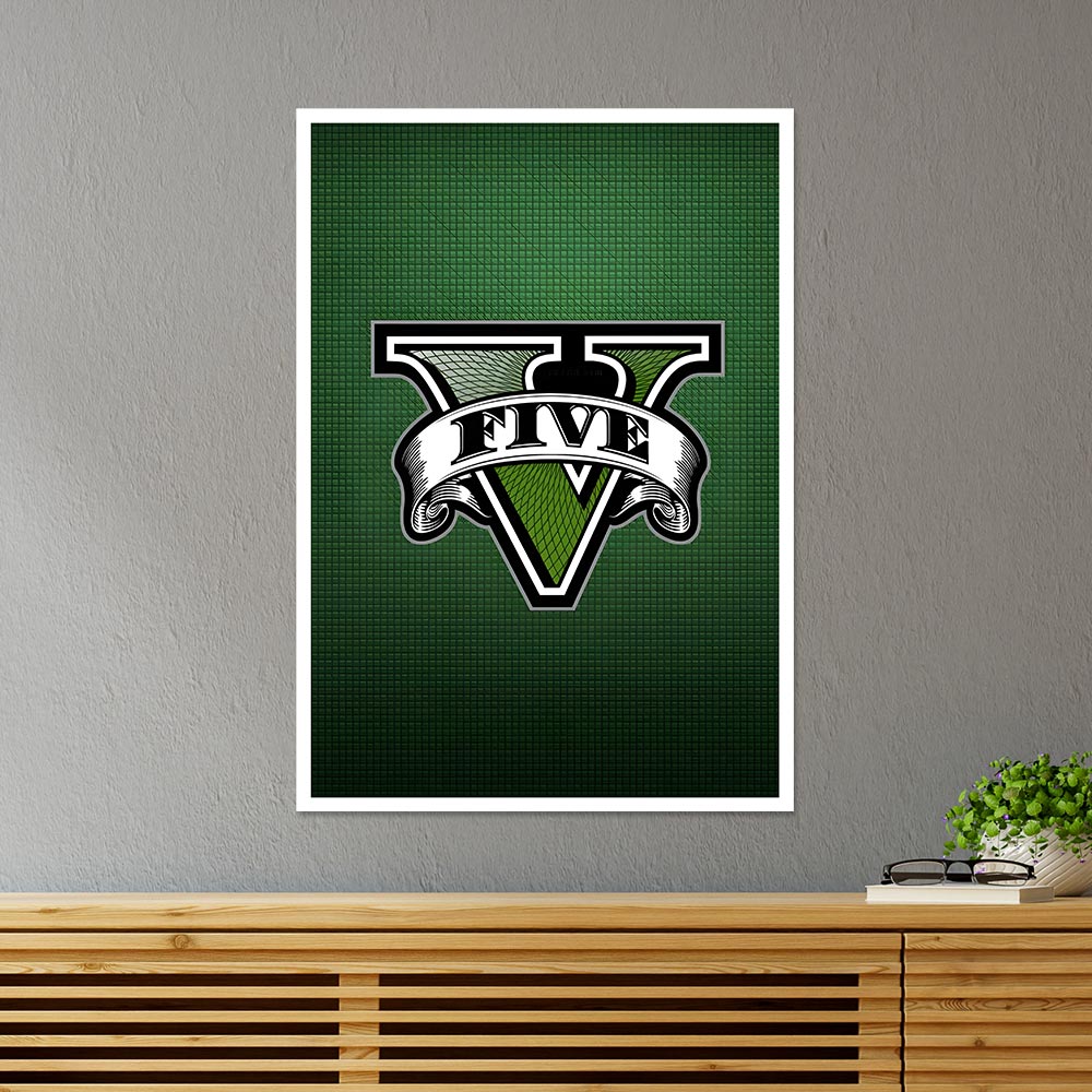 GTA 5 in Green Backdrop Gaming Poster