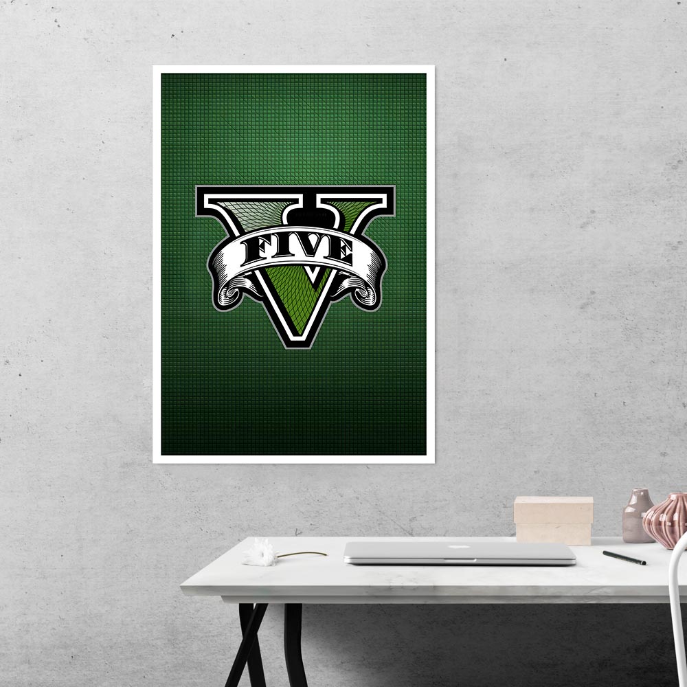GTA 5 in Green Backdrop Gaming Poster