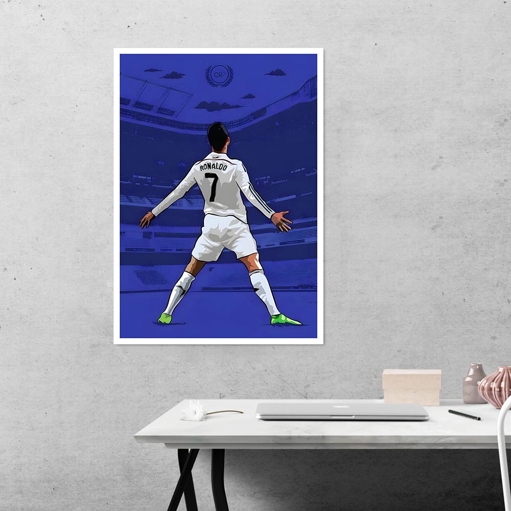 Ronaldo in Minimalist Blue Sports Poster