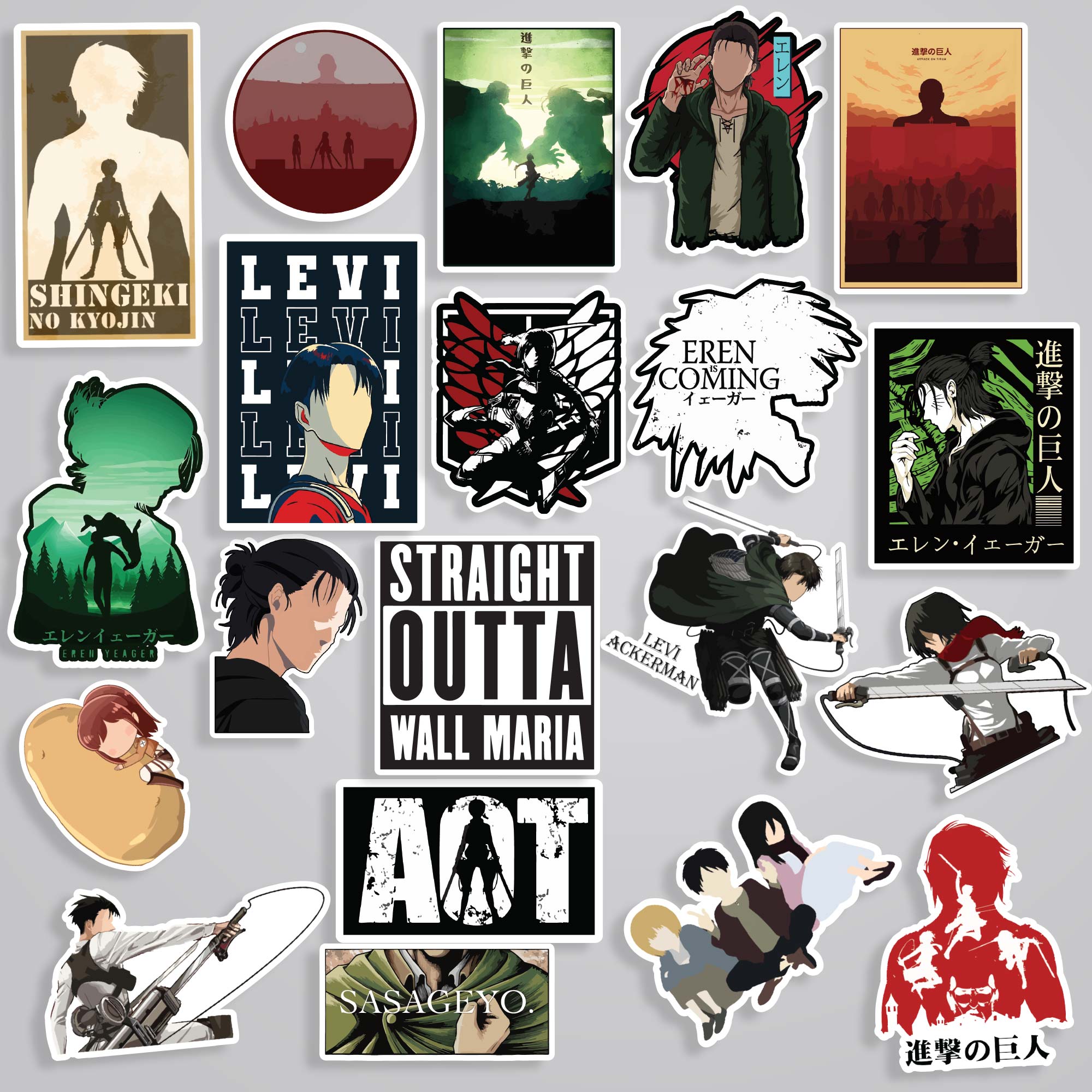 Fomo Store 20 Attack on Titan Stickers in Pack 1