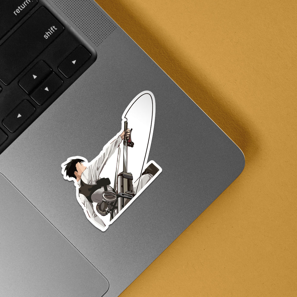 AOT Levi in Action Sticker - Unleash the Fury of Humanity's Strongest ...
