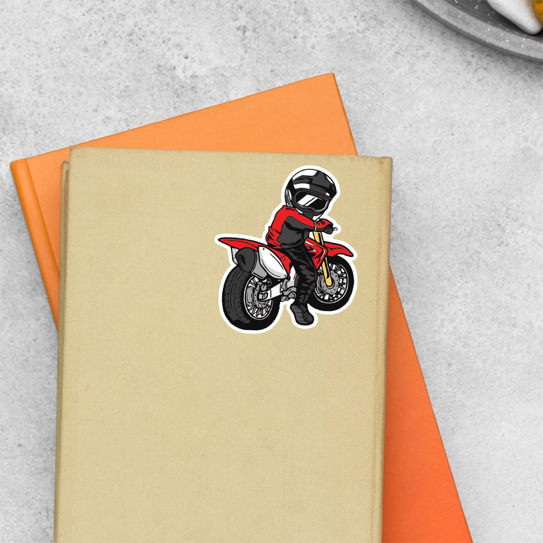 Man on Red Bike Cars & Bikes Stickers