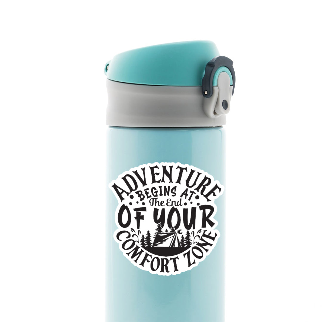 Adventure Begins at the end of your Comfort Zone Travels Stickers