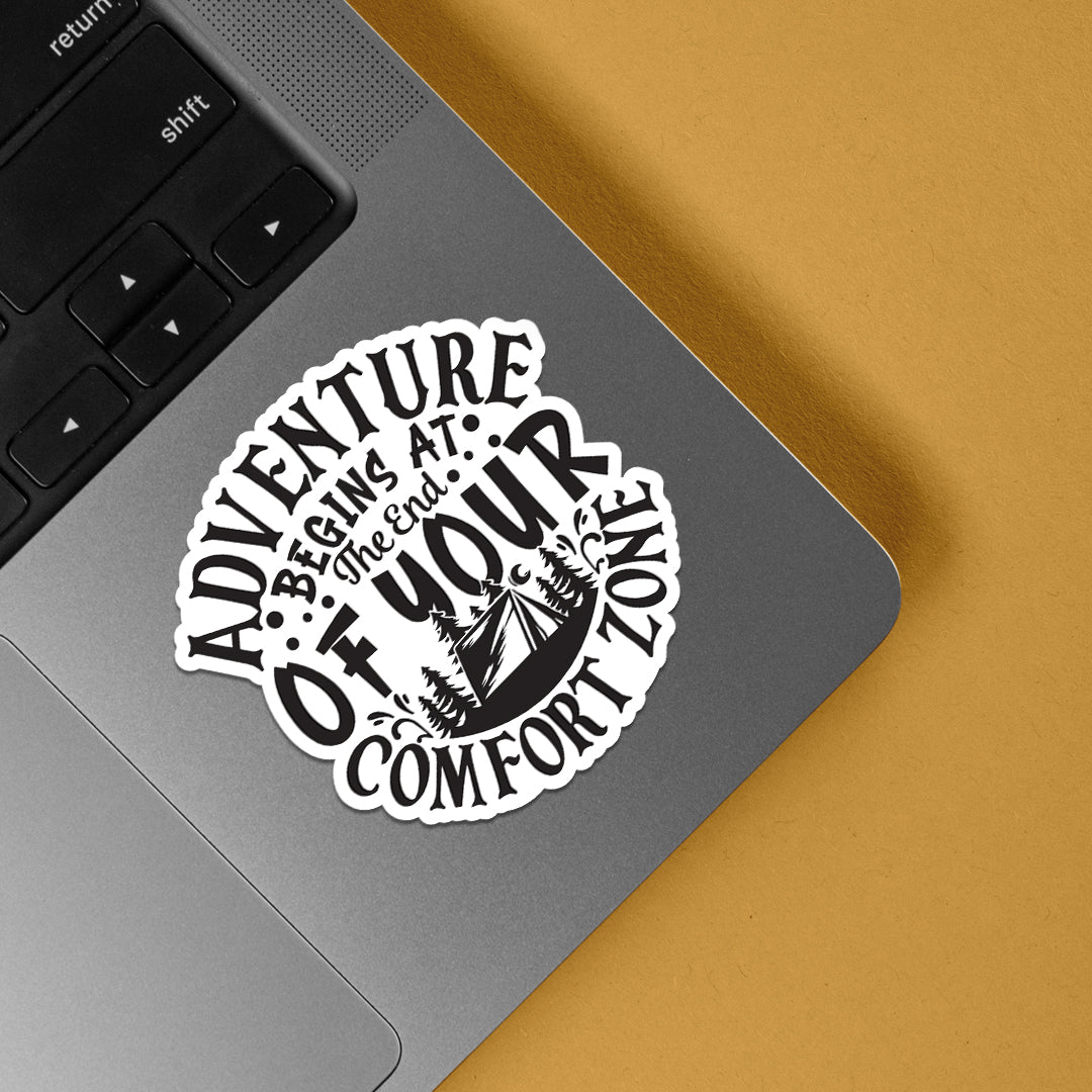 Adventure Begins at the end of your Comfort Zone Travels Stickers