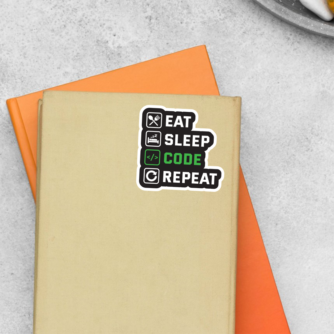 Eat Sleep Code Repeat Stickers | Add a Byte of Humor to Your ...