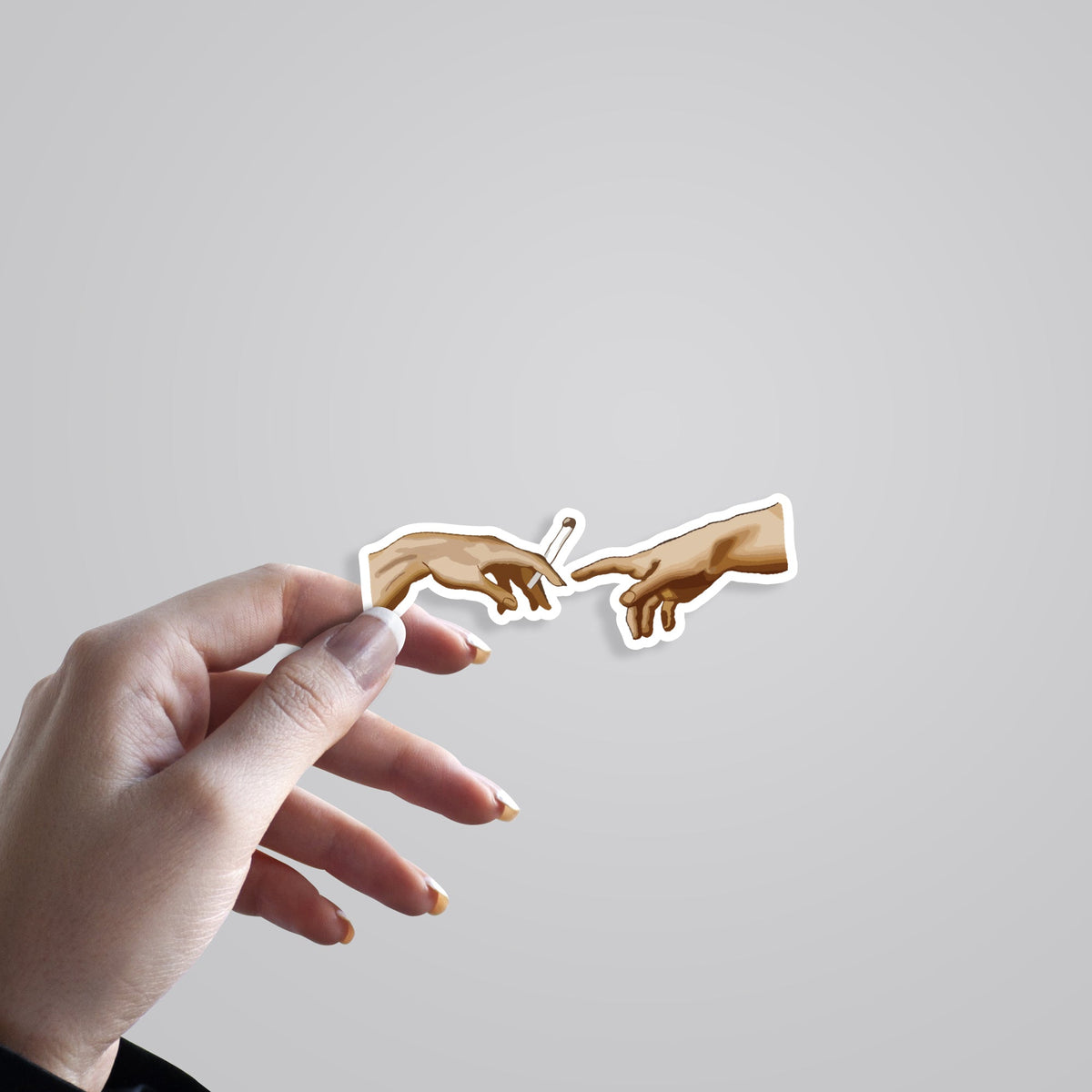 Hand Stickr Quirky Art of Hands With Cig Sticker - Expressive and Edgy Decal for ...