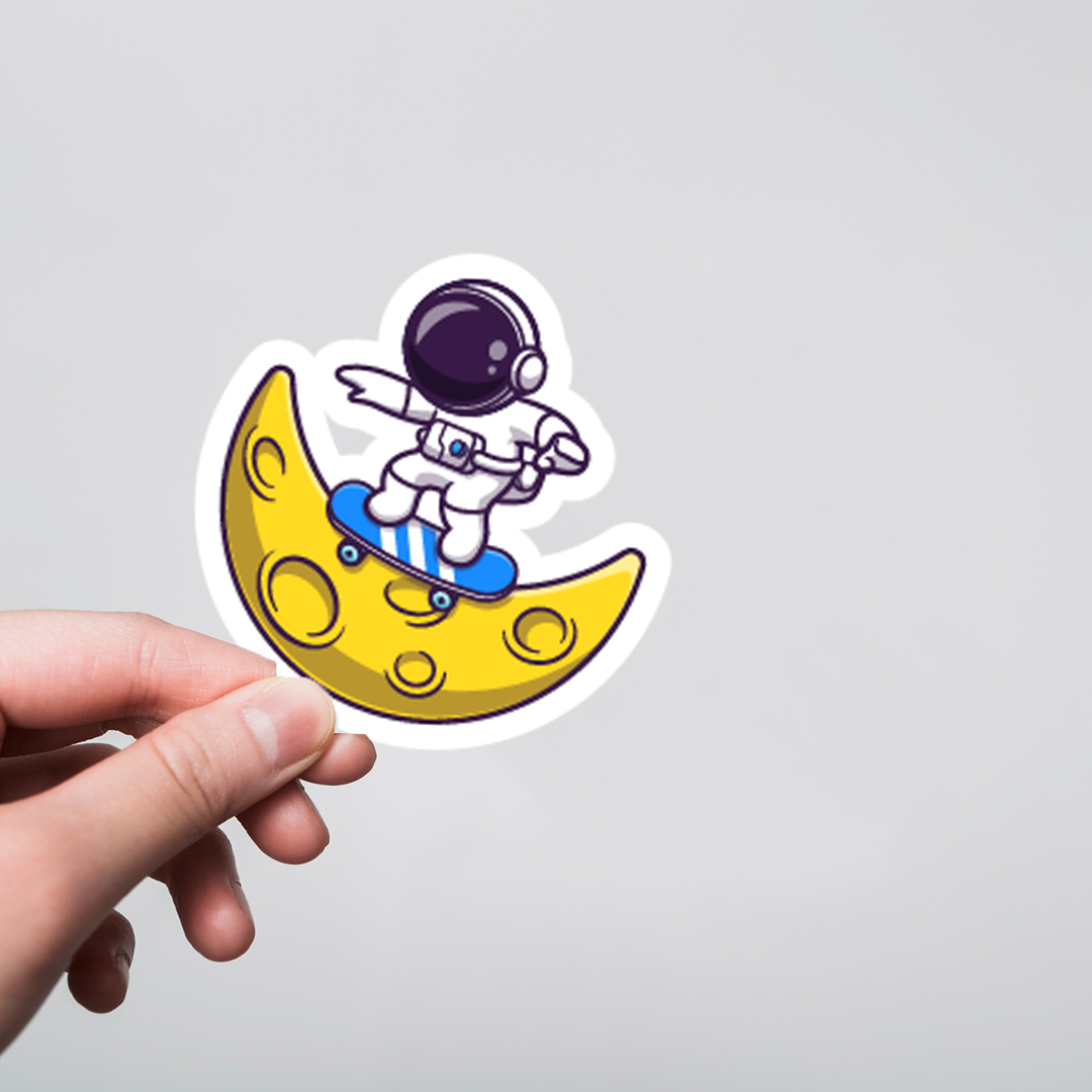 Moon Slider Astronaut Stickers - Glide through Space with Stellar Lunar ...