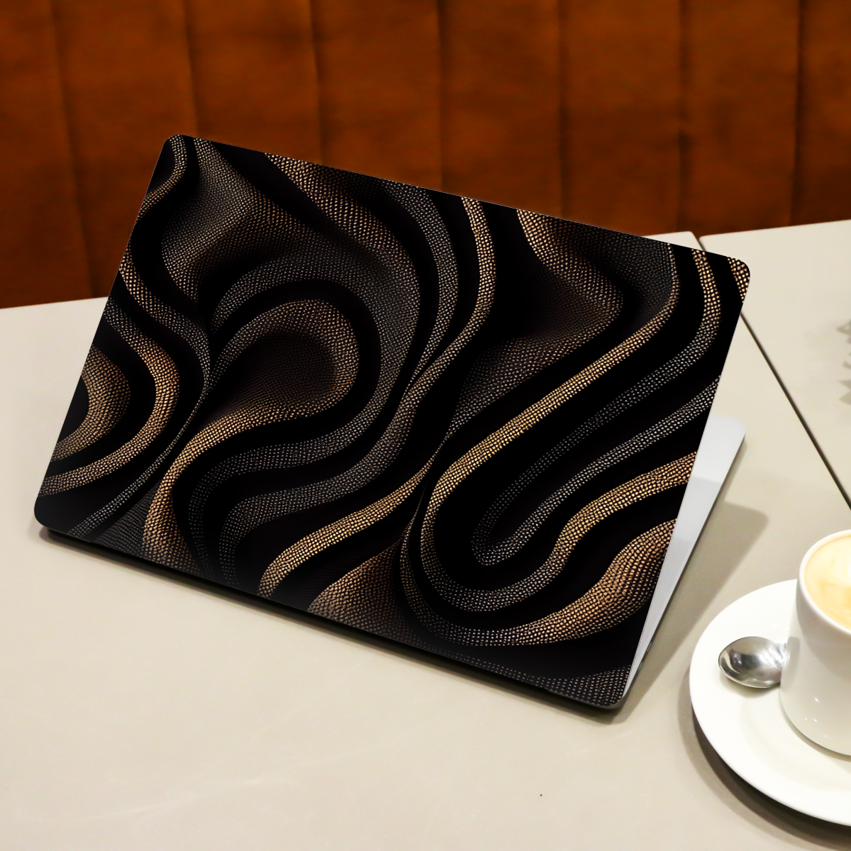 Brown Black Wave Pattern Abstract Laptop Skin