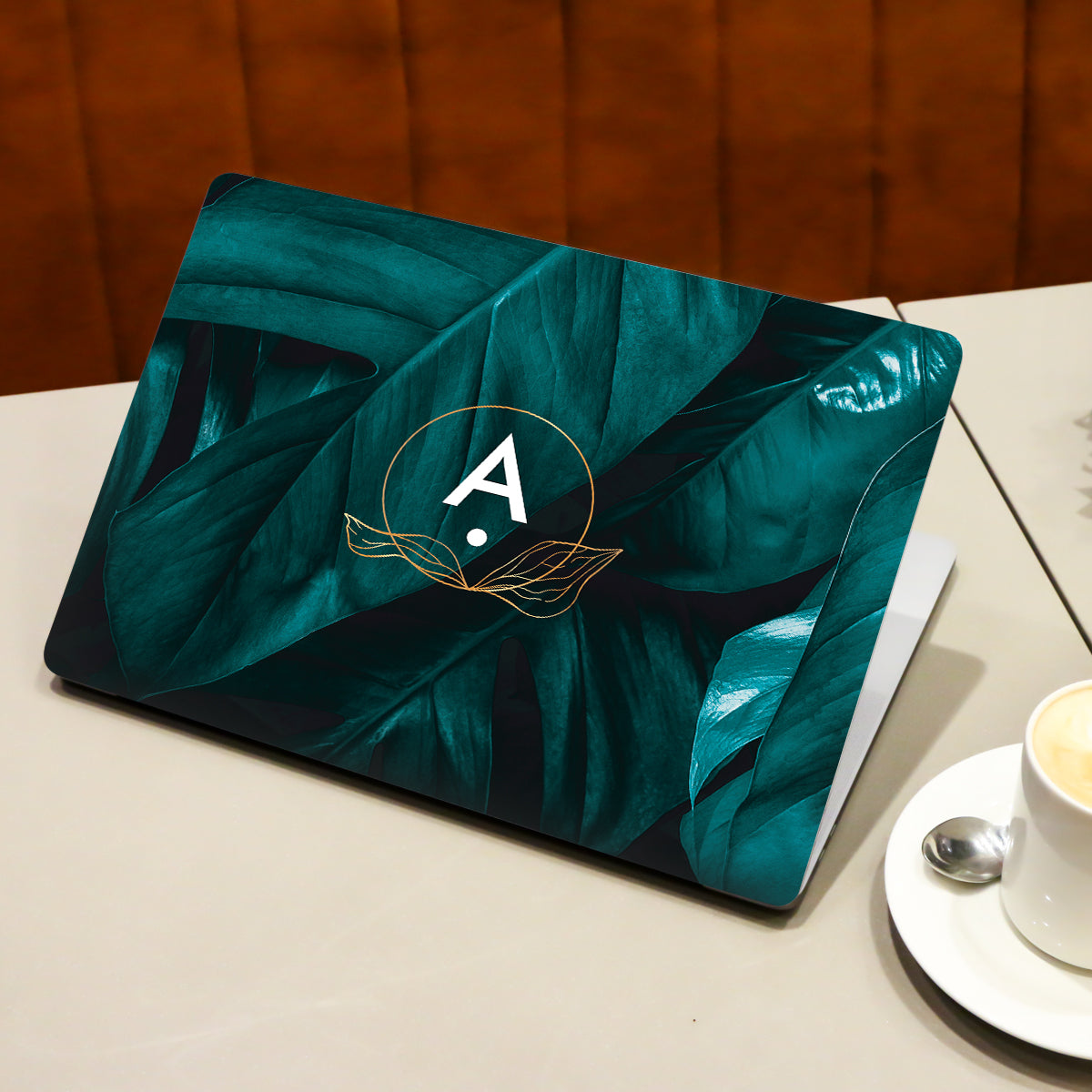 Dark Green with Letter Botanical Laptop Skin