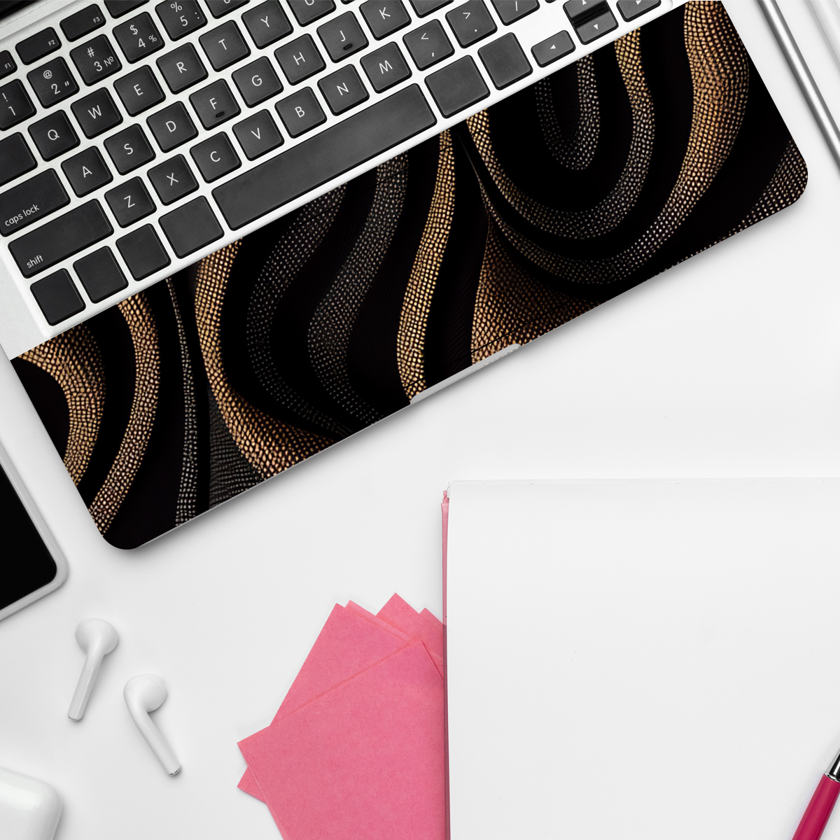 Brown Black Wave Pattern Abstract Laptop Skin